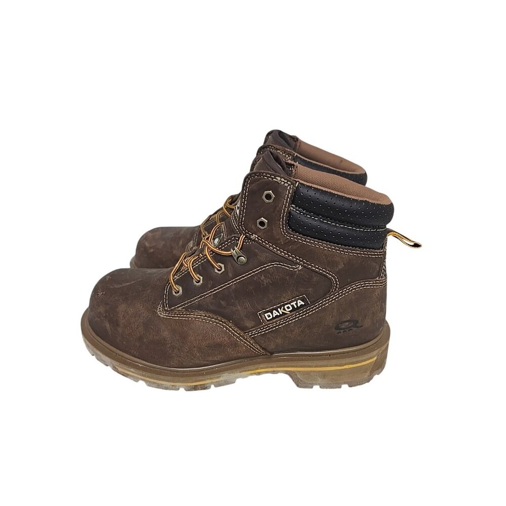 Dakota Men's 6'' Quad Comfort Steel Toe Comp Plate Work Boots 6114 Brown 12W - Picture 5 of 7